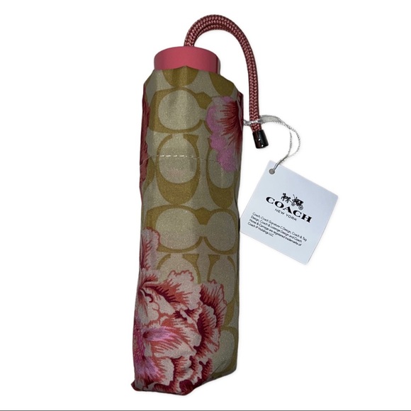 Coach Accessories - Coach Mini Umbrella w/ Leather Strap in Kaffe Fasset Print